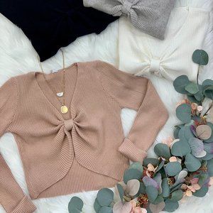 Soft Ribbed Crop Knit with front Knot